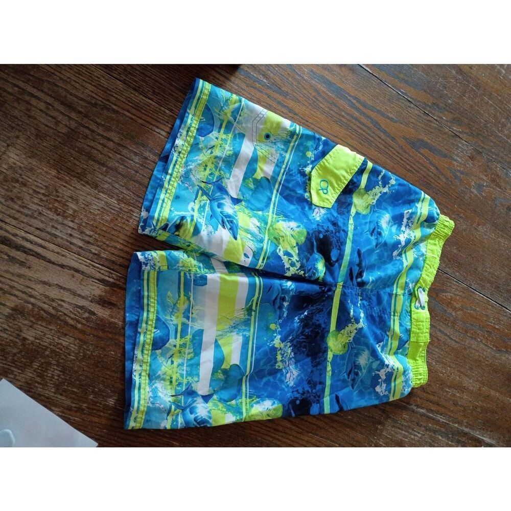 Boys XL 14/16 OP Shark Jellyfish Ocean Beach Print Swim Trunks Shorts Swimsuit